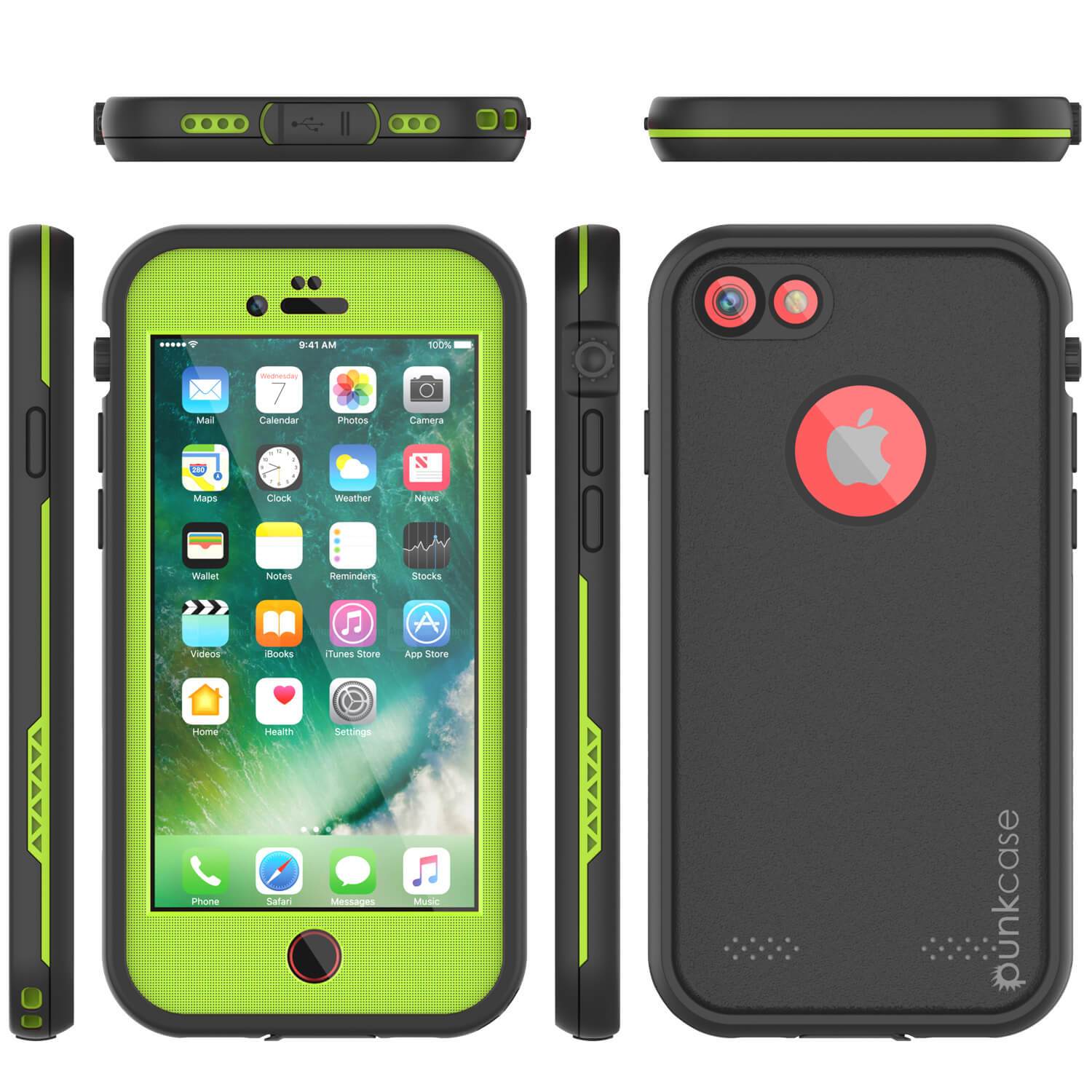 iPhone 8 Waterproof Case, Punkcase SpikeStar Light-Green Series | Thin Fit 6.6ft Underwater IP68