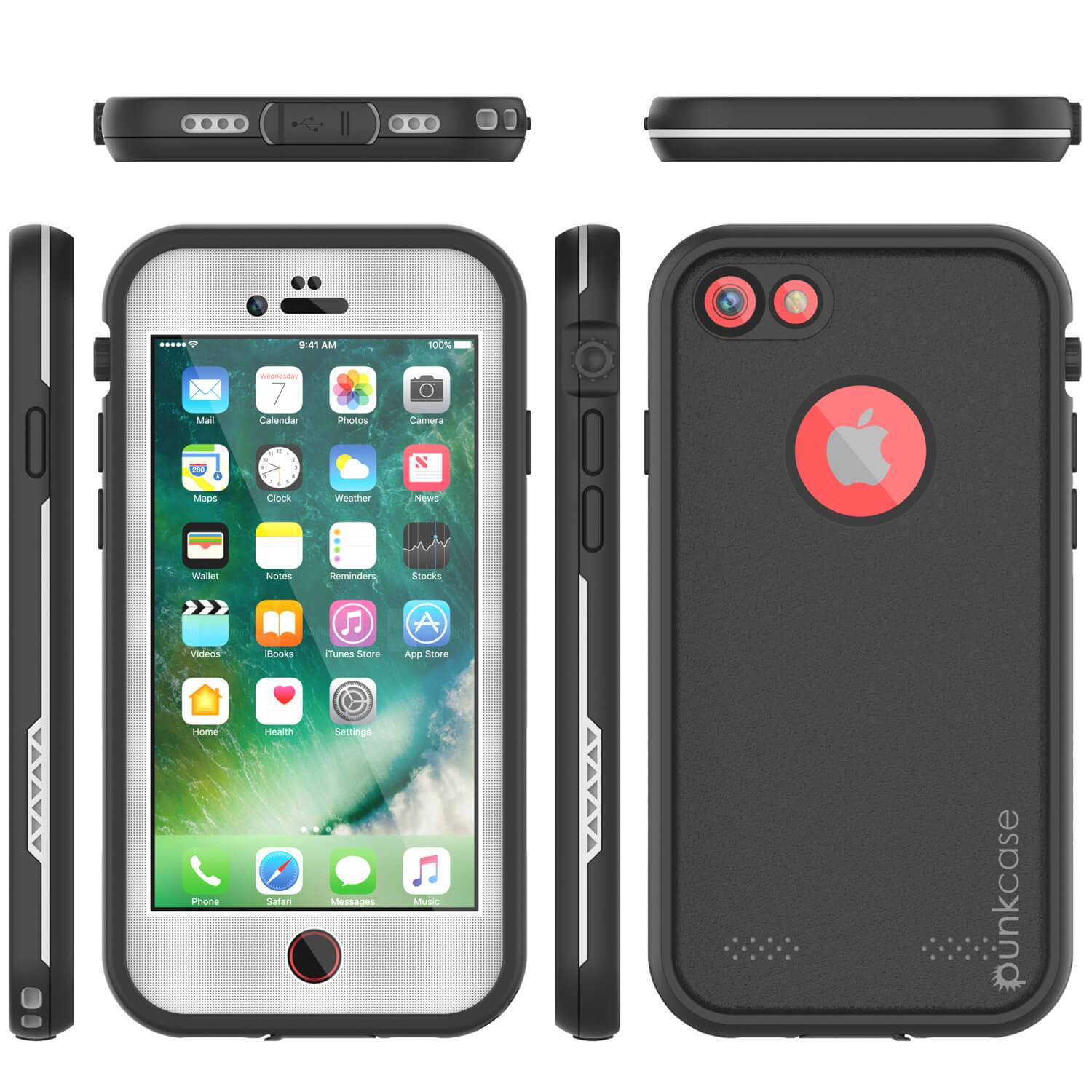 iPhone 8 Waterproof Case, Punkcase SpikeStar White Series | Thin Fit 6.6ft Underwater IP68