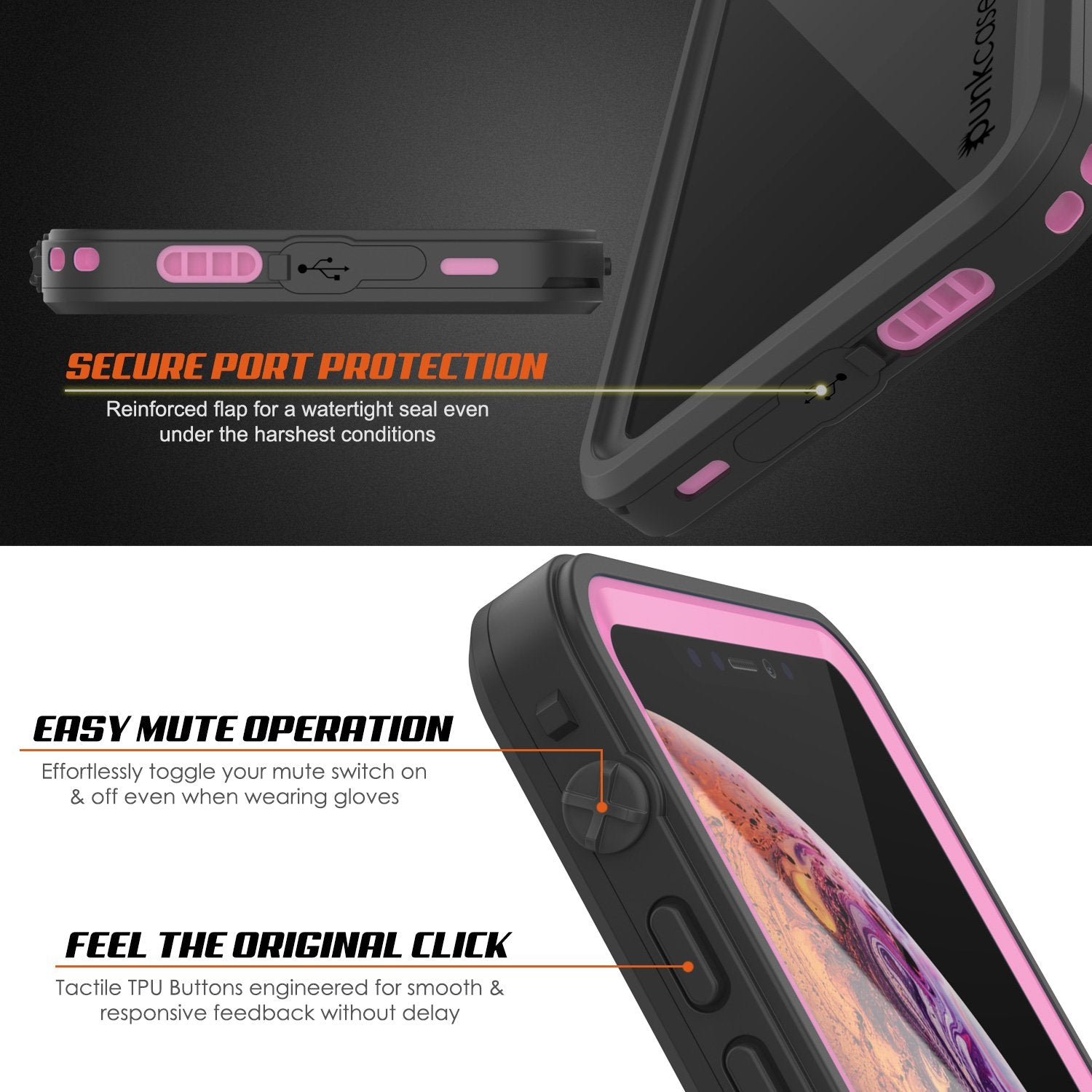iPhone XR Waterproof Case, Punkcase [Extreme Series] Armor Cover W/ Built In Screen Protector [Pink]