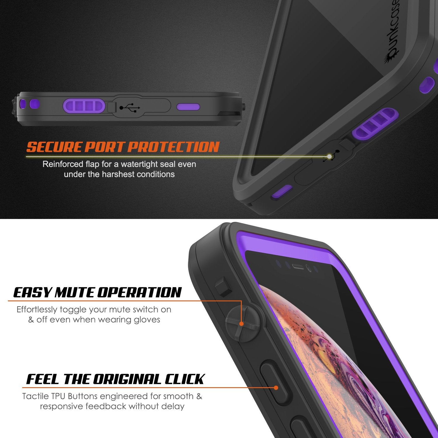 iPhone XR Waterproof Case, Punkcase [Extreme Series] Armor Cover W/ Built In Screen Protector [Purple]