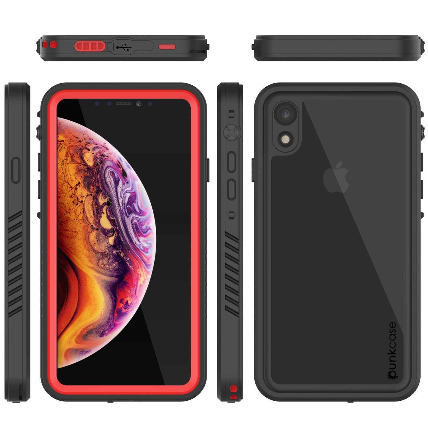 iPhone XR Waterproof Case, Punkcase [Extreme Series] Armor Cover W/ Built In Screen Protector [Red]