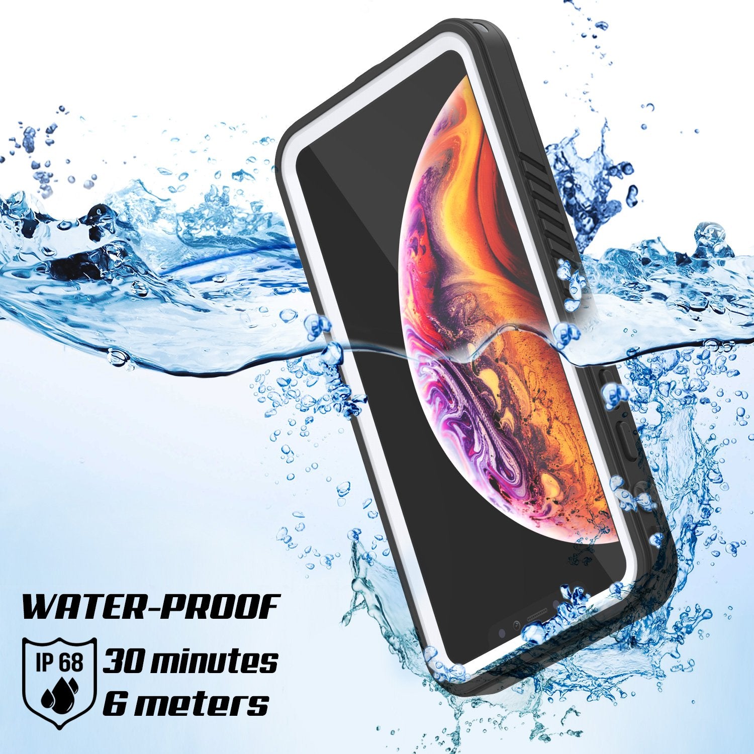 iPhone XR Waterproof Case, Punkcase [Extreme Series] Armor Cover W/ Built In Screen Protector [White]