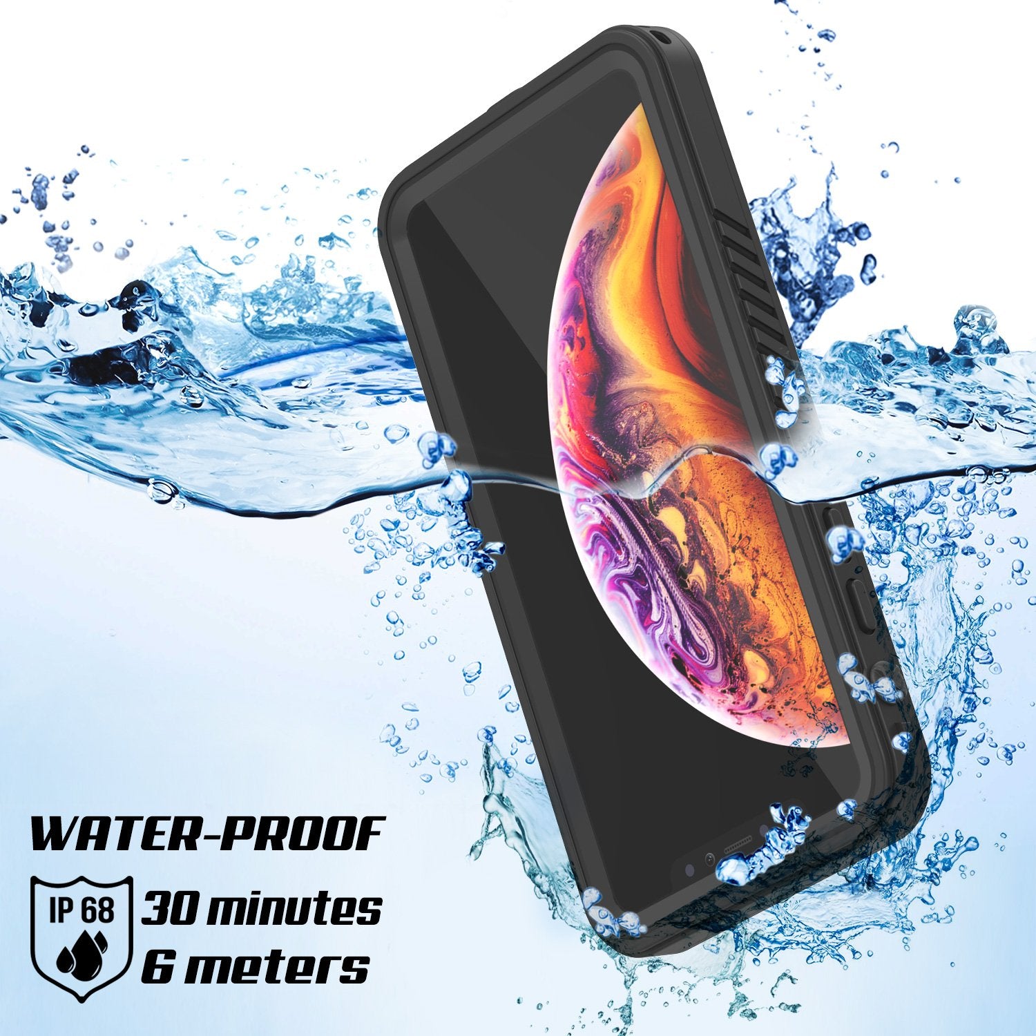 iPhone Xs Max Waterproof Case, Punkcase [Extreme Series] Armor Cover w/ Built in Screen Protector [Black]