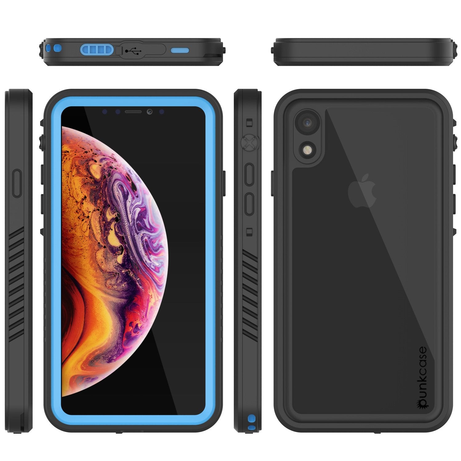 iPhone XR Waterproof Case, Punkcase [Extreme Series] Armor Cover W/ Built In Screen Protector [Light Blue]