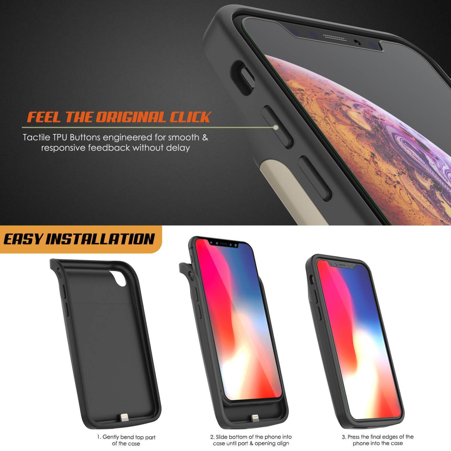 iPhone 11 Battery Case, PunkJuice 5000mAH Fast Charging Power Bank W/ Screen Protector | [Gold]