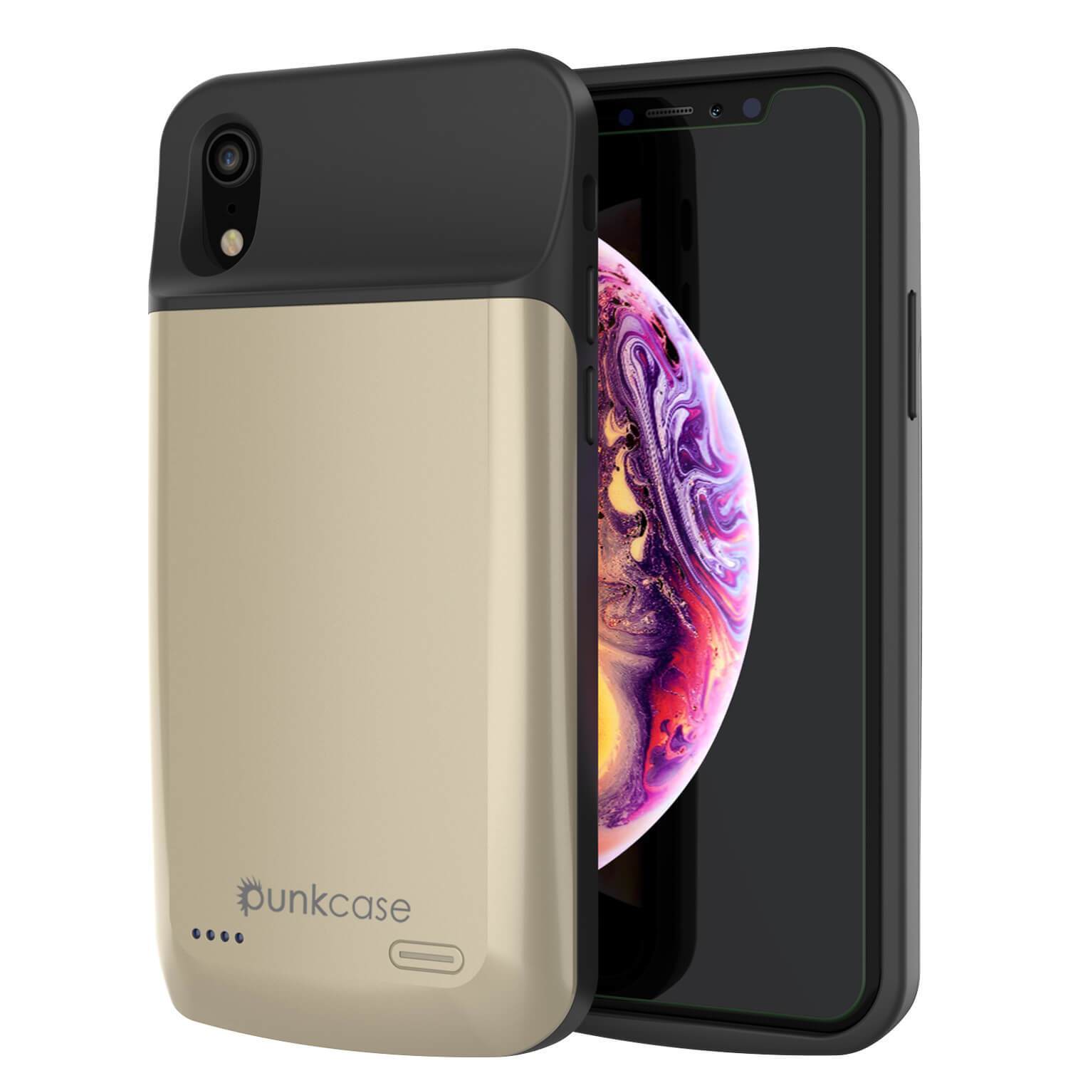 iPhone 11 Pro Max Battery Case, PunkJuice 5000mAH Fast Charging Power Bank W/ Screen Protector | [Gold]