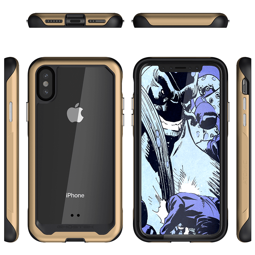 iPhone Xs Case, Ghostek Atomic Slim 2 Series  for iPhone Xs Rugged Heavy Duty Case|GOLD
