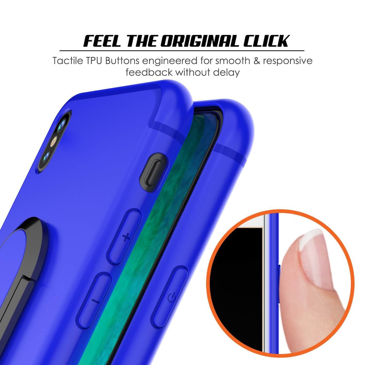 iPhone XS Case, Punkcase Magnetix Protective TPU Cover W/ Kickstand, Tempered Glass Screen Protector [Blue]