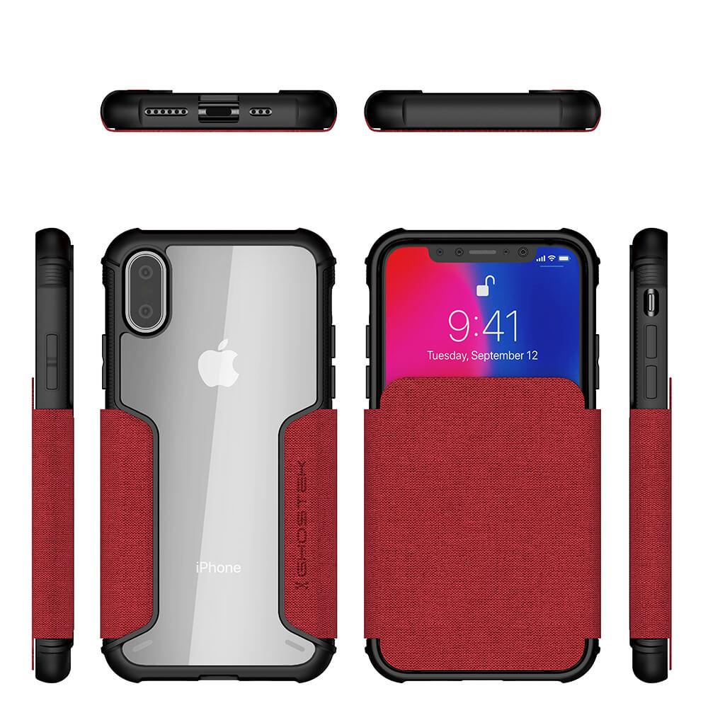iPhone Xs Case, Ghostek Exec 3 Series for iPhone Xs / iPhone Pro Protective Wallet Case [RED]