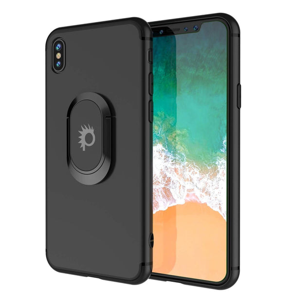 iPhone XS Max Case, Punkcase Magnetix Protective TPU Cover W/ Kickstand, Tempered Glass Screen Protector [Black]
