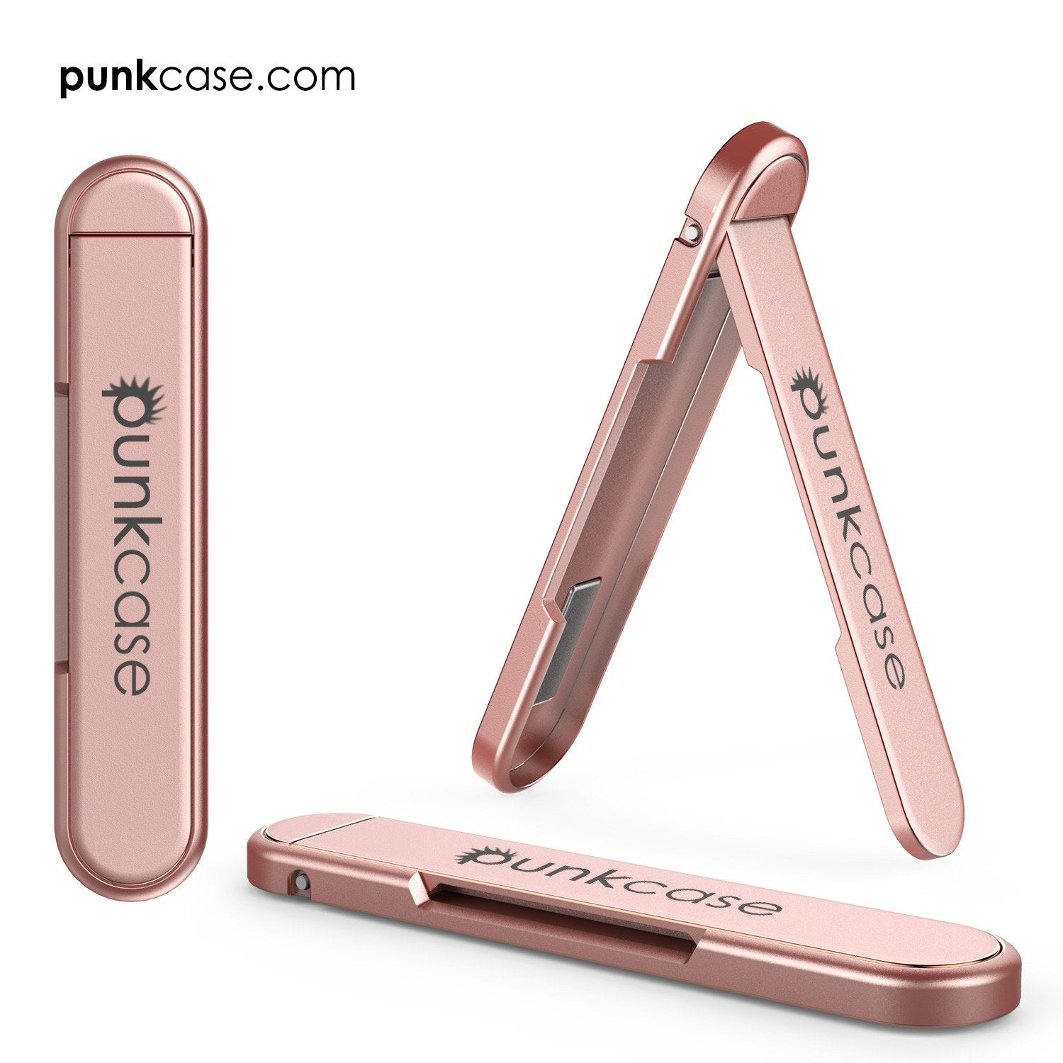 PUNKCASE FlickStick Universal Cell Phone Kickstand for all Mobile Phones & Cases with Flat Backs, One Finger Operation (Rose Gold)