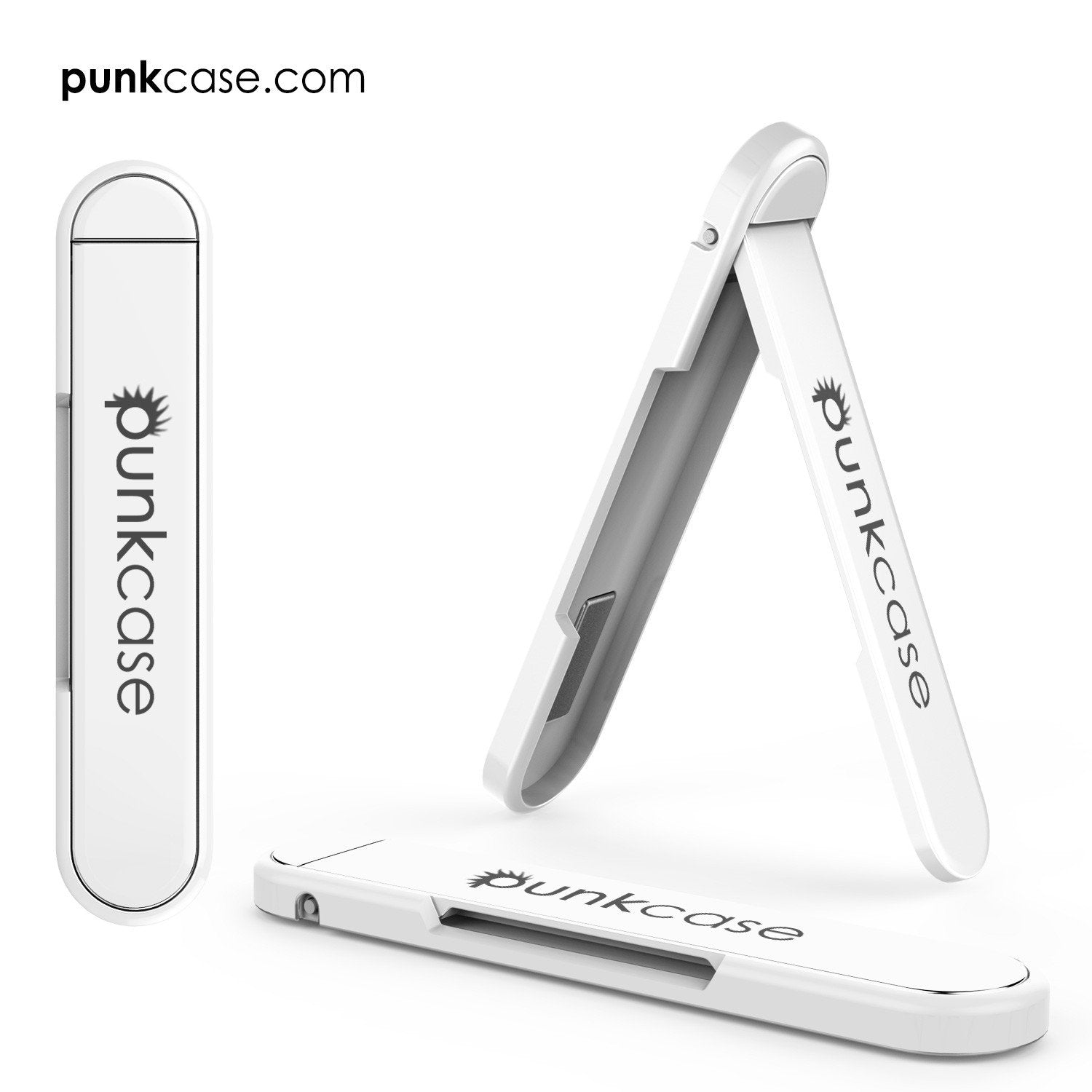 PUNKCASE FlickStick Universal Cell Phone Kickstand for all Mobile Phones & Cases with Flat Backs, One Finger Operation (White)