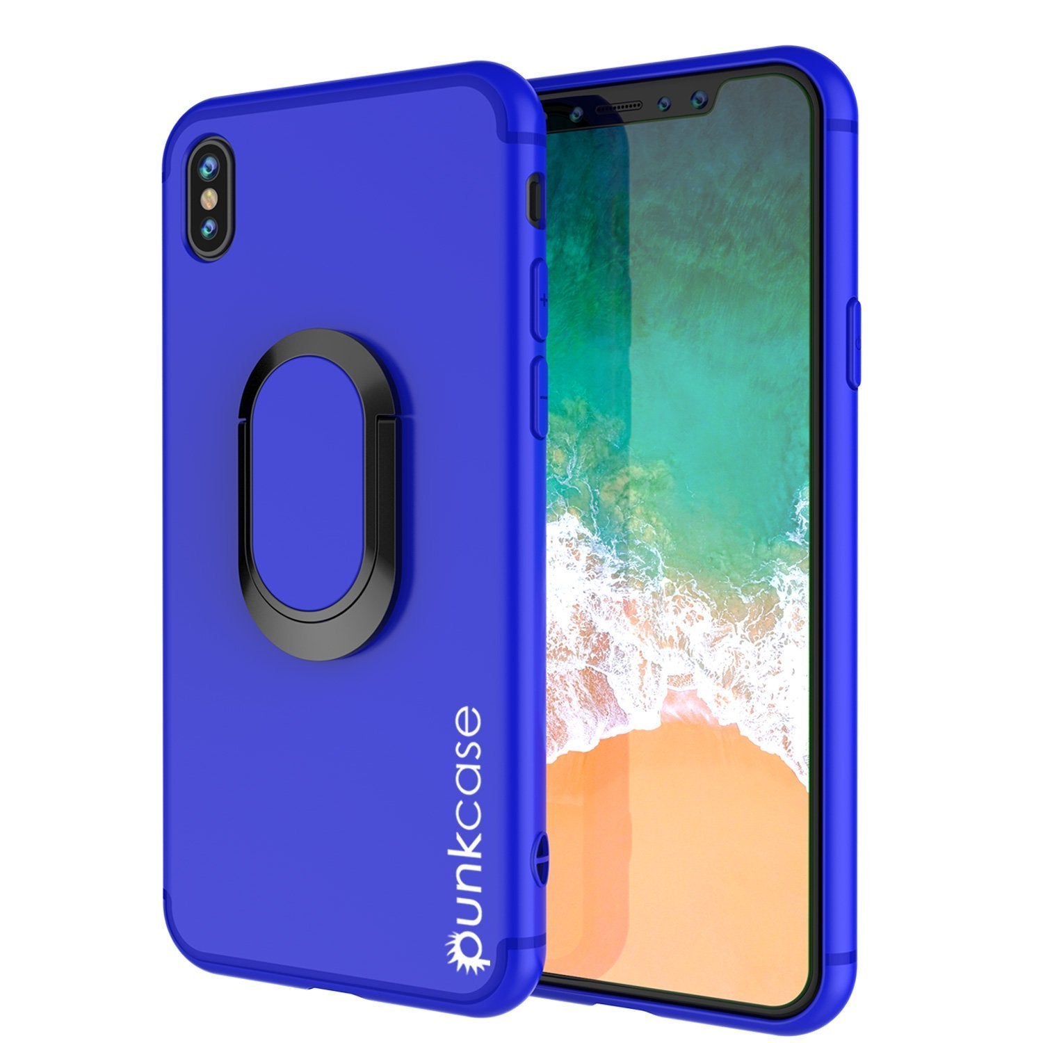 iPhone X Case, Punkcase Magnetix Protective TPU Cover W/ Kickstand, Tempered Glass Screen Protector [Blue]