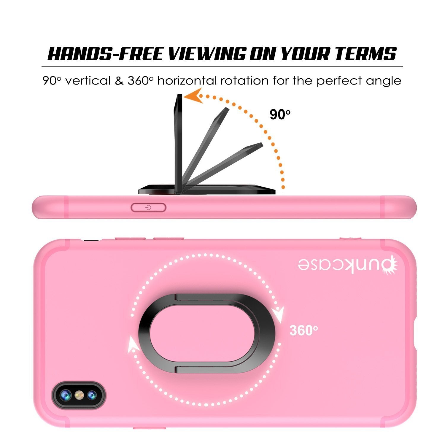 iPhone X Case, Punkcase Magnetix Protective TPU Cover W/ Kickstand, Tempered Glass Screen Protector [Pink]