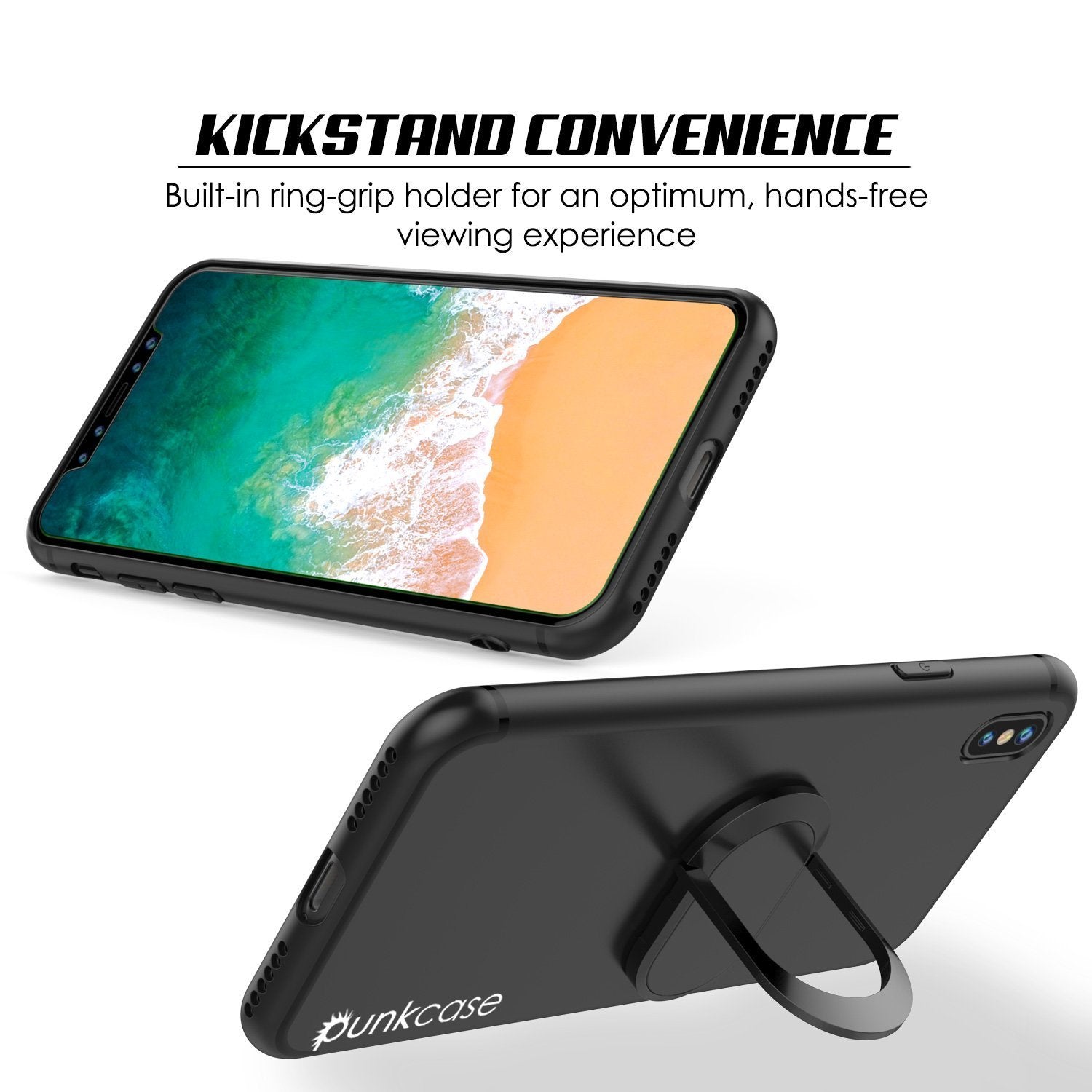 iPhone X Case, Punkcase Magnetix Protective TPU Cover W/ Kickstand, Tempered Glass Screen Protector [Black]