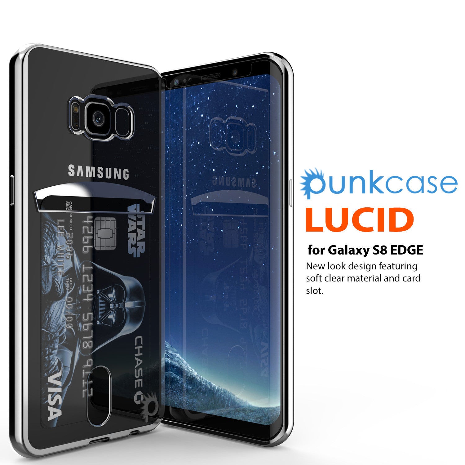Galaxy S8 Case, PUNKCASE® LUCID Silver Series | Card Slot | SHIELD Screen Protector | Ultra fit