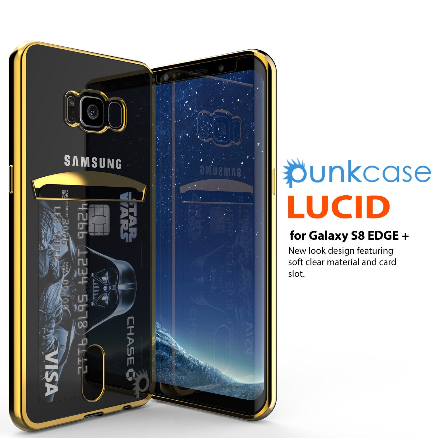 Galaxy S8 Plus Case, PUNKCASE® LUCID Gold Series | Card Slot | SHIELD Screen Protector | Ultra fit