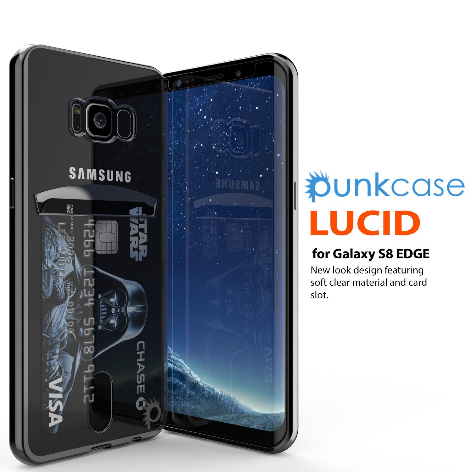 Galaxy S8 Case, PUNKCASE® LUCID Black Series | Card Slot | SHIELD Screen Protector | Ultra fit