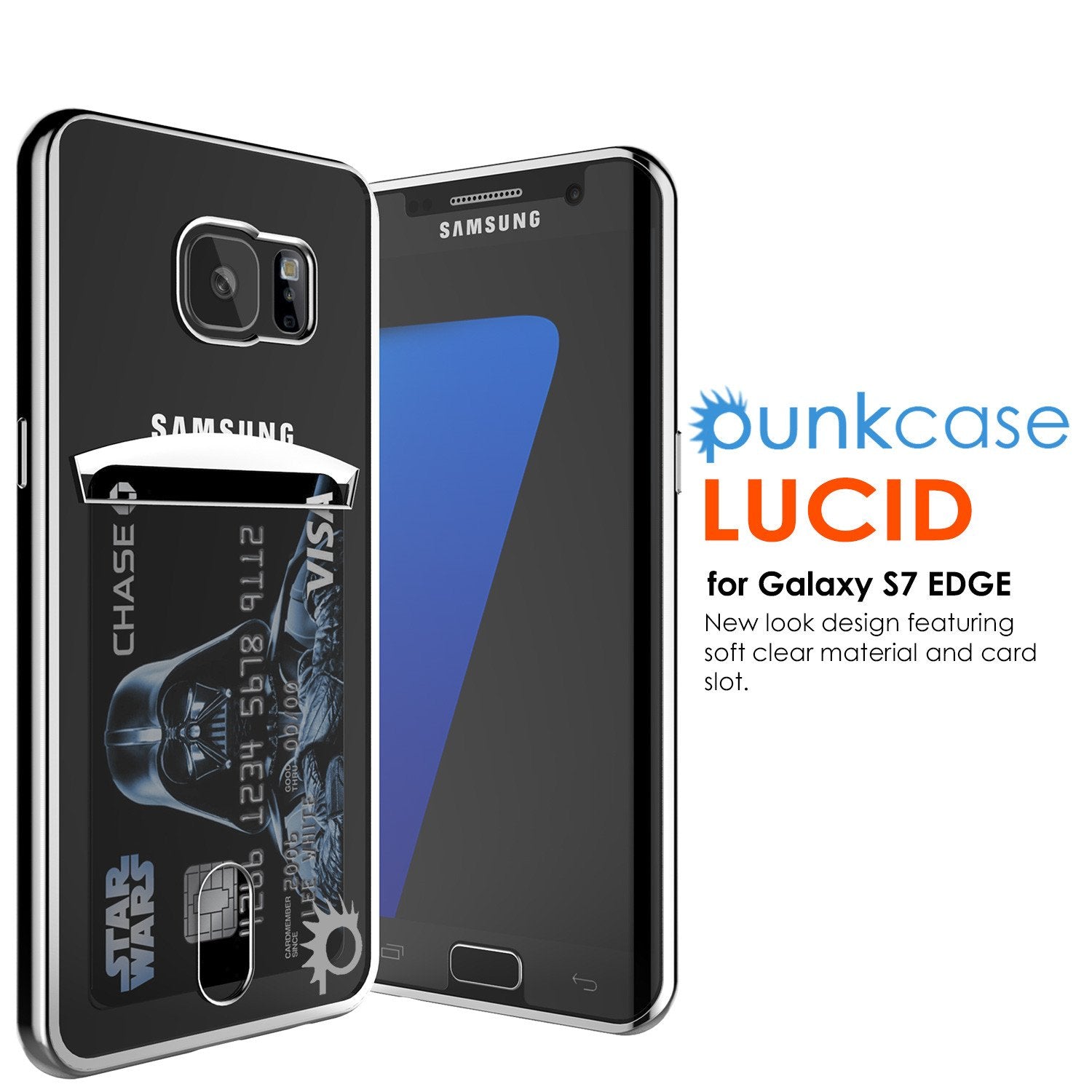 Galaxy S7 EDGE Case, PUNKCASE® LUCID Silver Series | Card Slot | SHIELD Screen Protector | Ultra fit