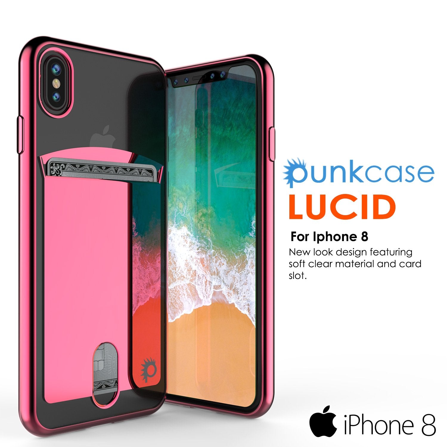 iPhone 8 Case, PUNKcase [LUCID Series] Slim Fit Protective Dual Layer Armor Cover W/ Scratch Resistant Screen Protector [Rose Pink]