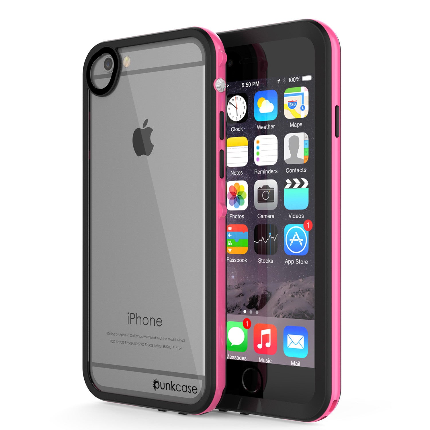 Apple iPhone 7/6s/6 Waterproof Case, PUNKcase CRYSTAL 2.0 Pink W/ Attached Screen Protector | Warranty