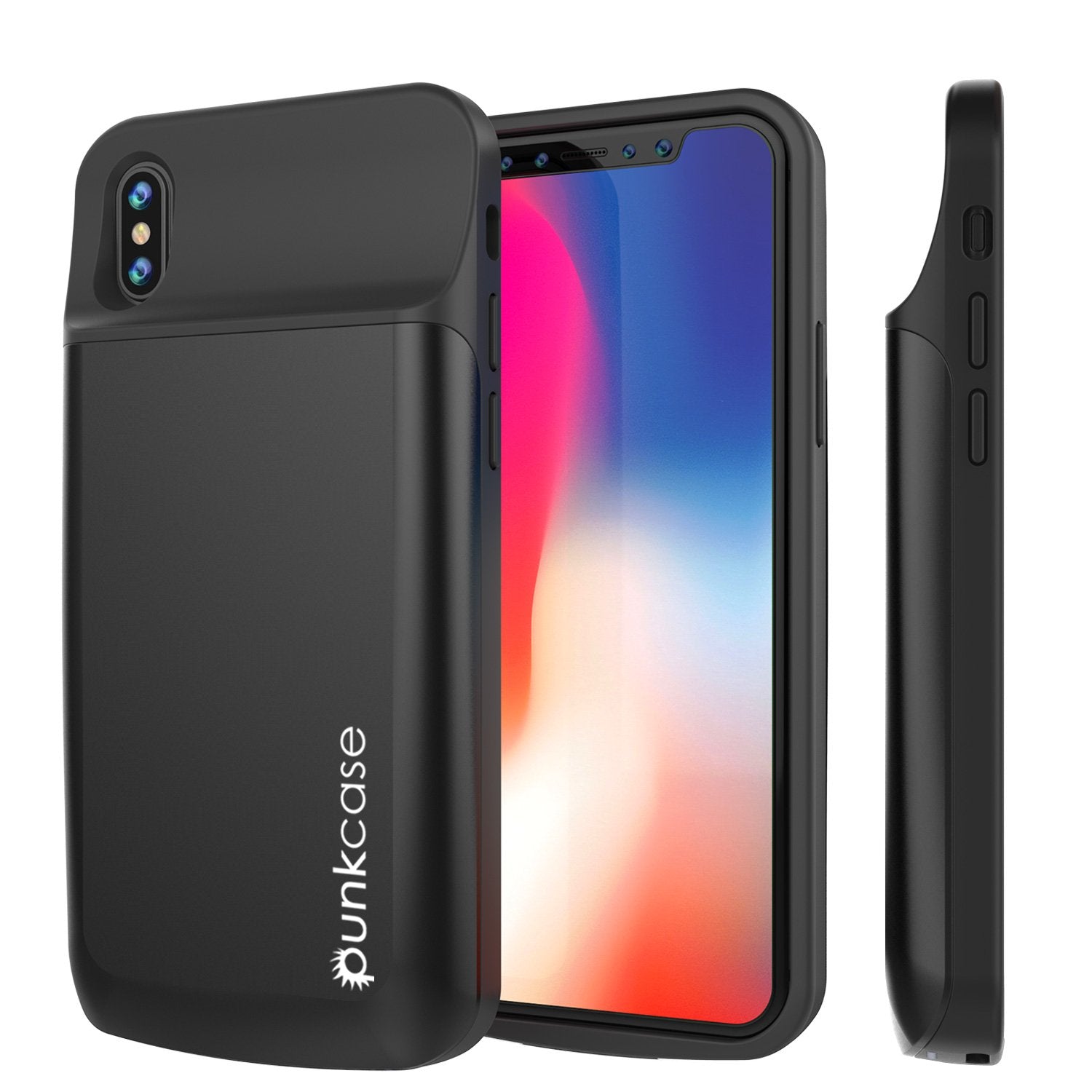 iPhone X Battery Case, PunkJuice 5000mAH Fast Charging Power Bank W/ Screen Protector | [Black]