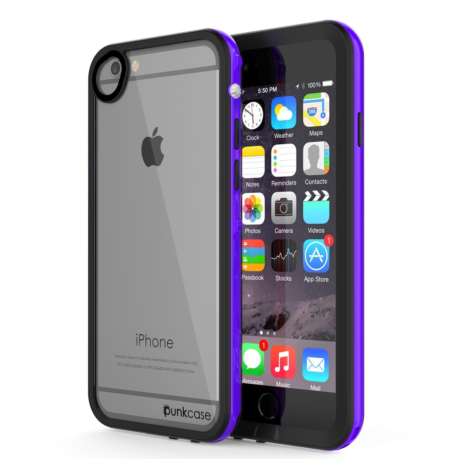 Apple iPhone 8 Waterproof Case, PUNKcase CRYSTAL 2.0 Purple W/ Attached Screen Protector  | Warranty