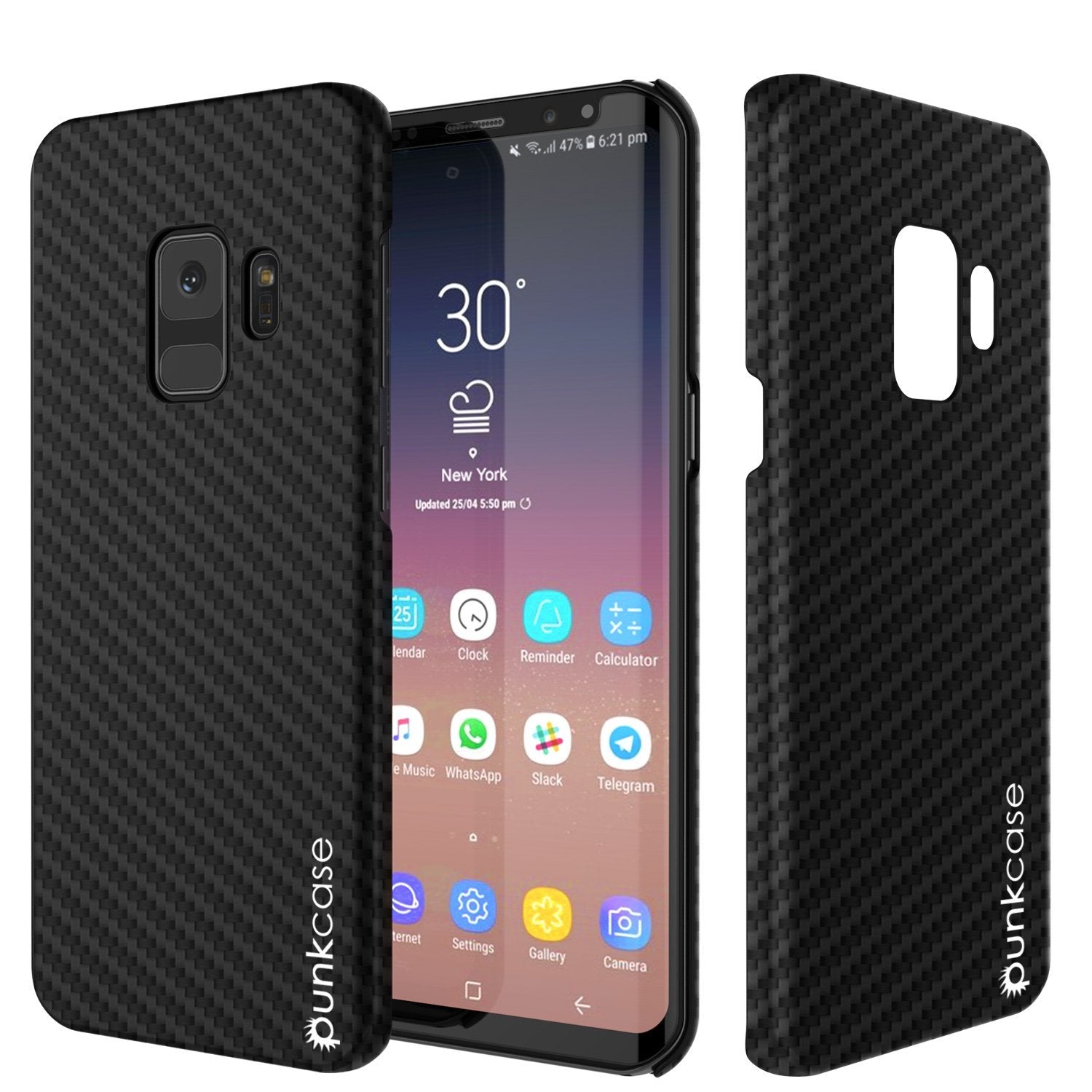 Galaxy S10 Case, Punkcase CarbonShield, Heavy Duty & Ultra Thin 2 Piece Dual Layer PU Leather Black Cover