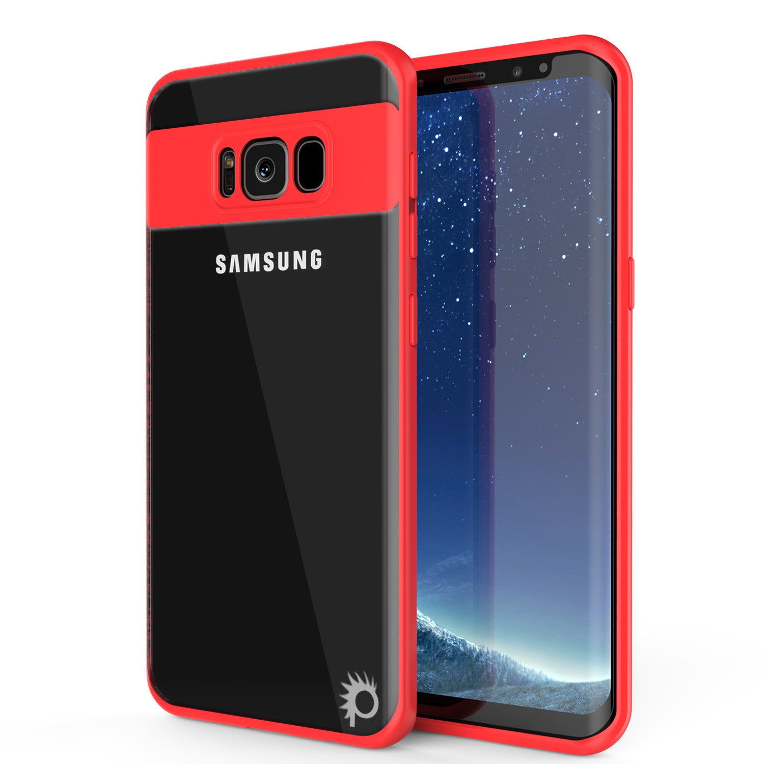 Galaxy S8 Case, Punkcase [MASK Series] [RED] Full Body Hybrid Dual Layer TPU Cover W/ Protective PUNKSHIELD Screen Protector