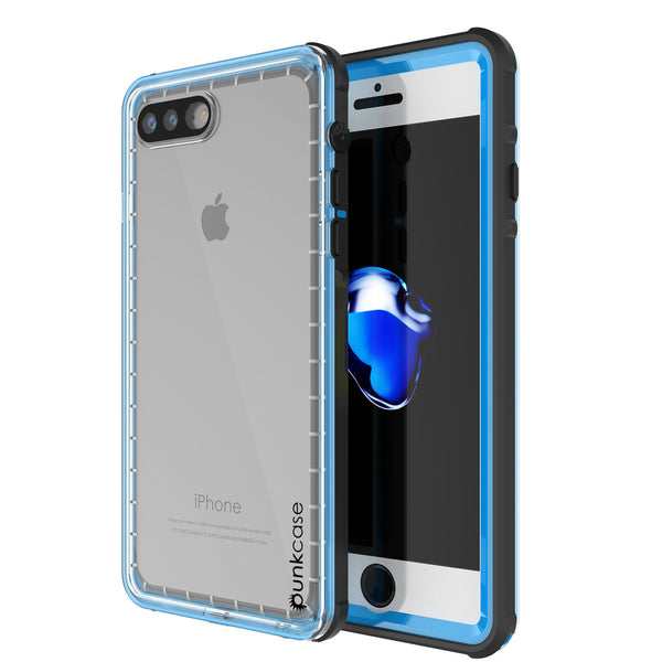 iPhone 7+ Plus Waterproof Case, PUNKcase CRYSTAL Light Blue W/ Attached Screen Protector | Warranty