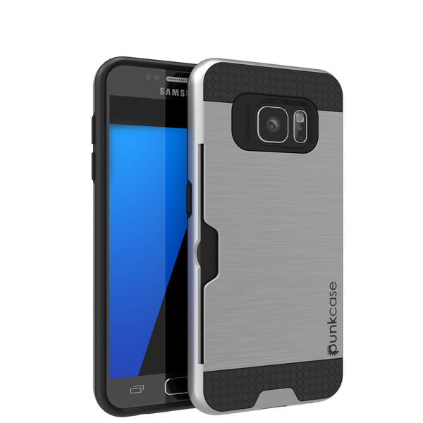 PUNKCASE - Slot Series Slim Armor Soft Case for Samsung S7 Edge | Silver
