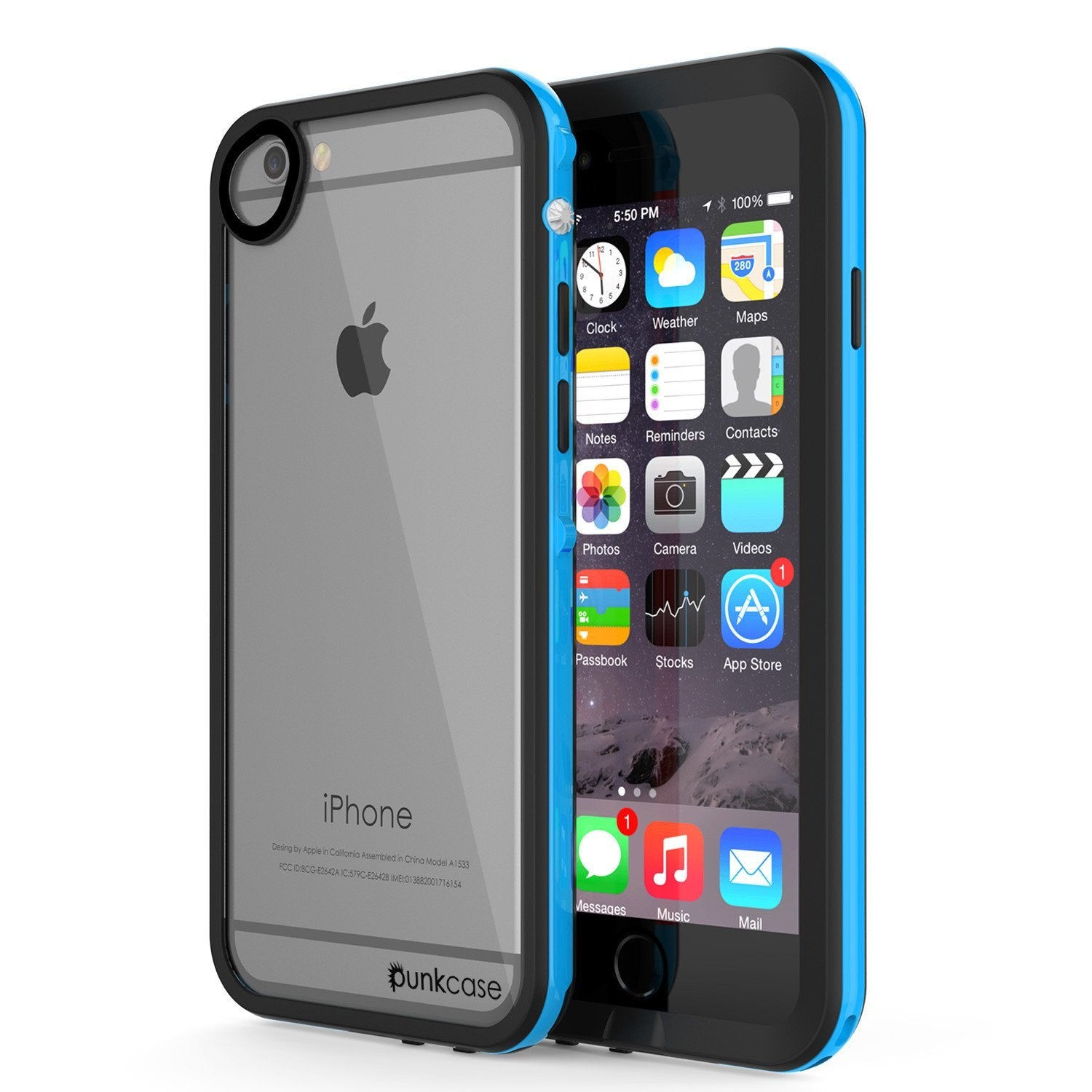 Apple iPhone 8 Waterproof Case, PUNKcase CRYSTAL 2.0 Light Blue  W/ Attached Screen Protector  | Warranty