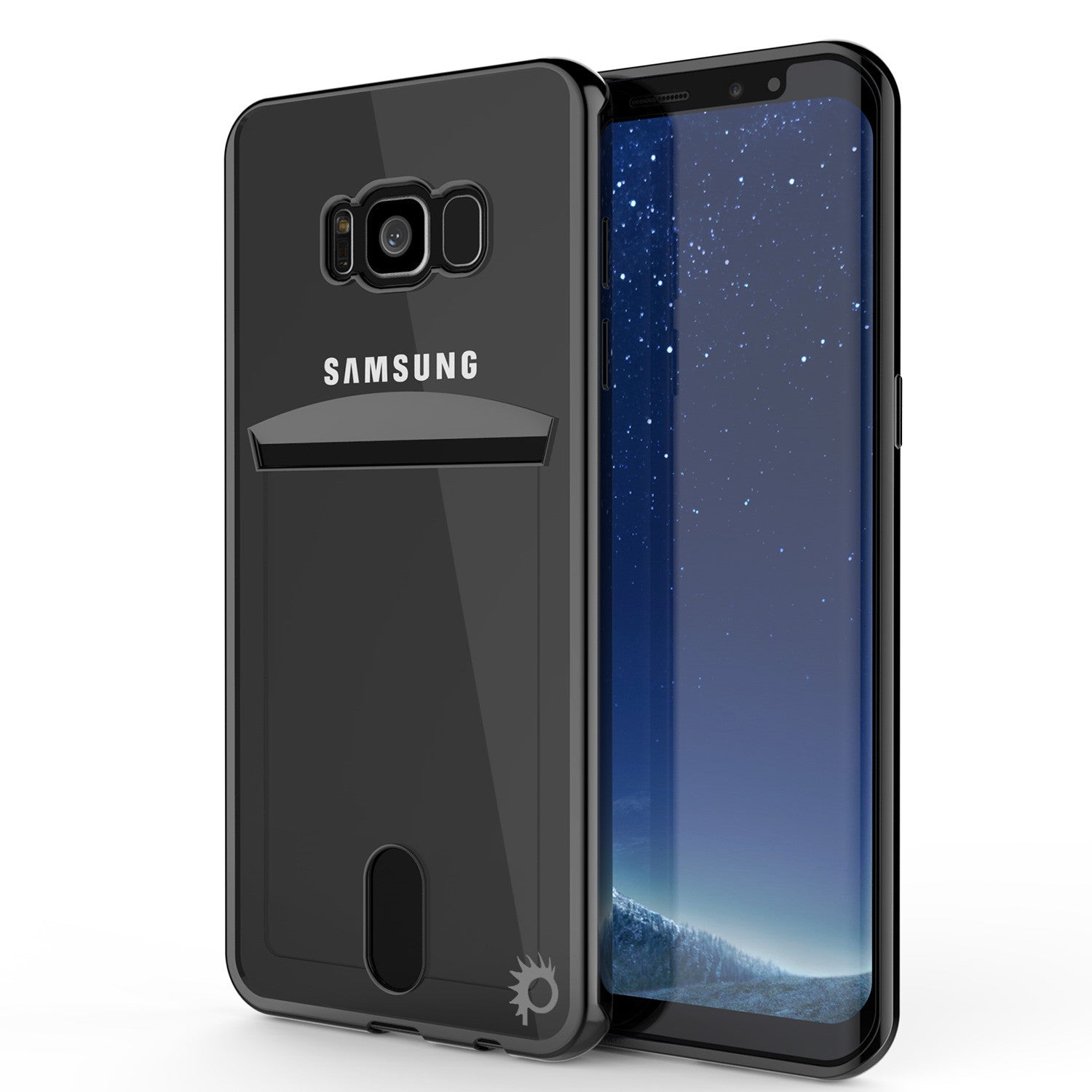 Galaxy S8 Case, PUNKCASE® LUCID Black Series | Card Slot | SHIELD Screen Protector | Ultra fit