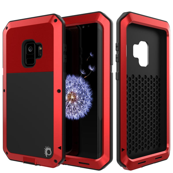 Galaxy S10+ Plus Metal Case, Heavy Duty Military Grade Rugged Armor Cover [Red]