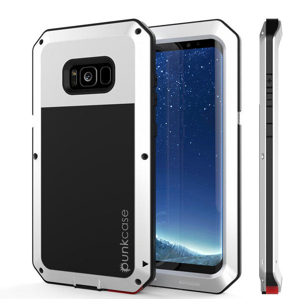 Galaxy S8+ Plus Case, PUNKcase Metallic White Shockproof Slim Metal Armor Case