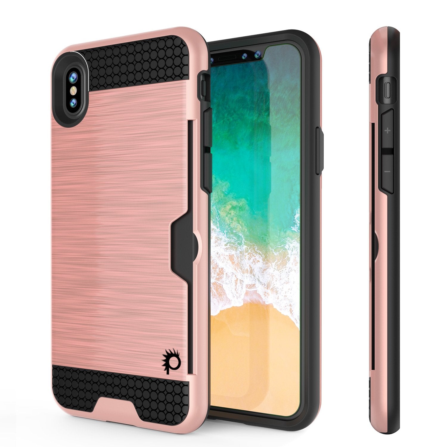 iPhone X Case, PUNKcase [SLOT Series] Slim Fit Dual-Layer Armor Cover [Rose Gold]