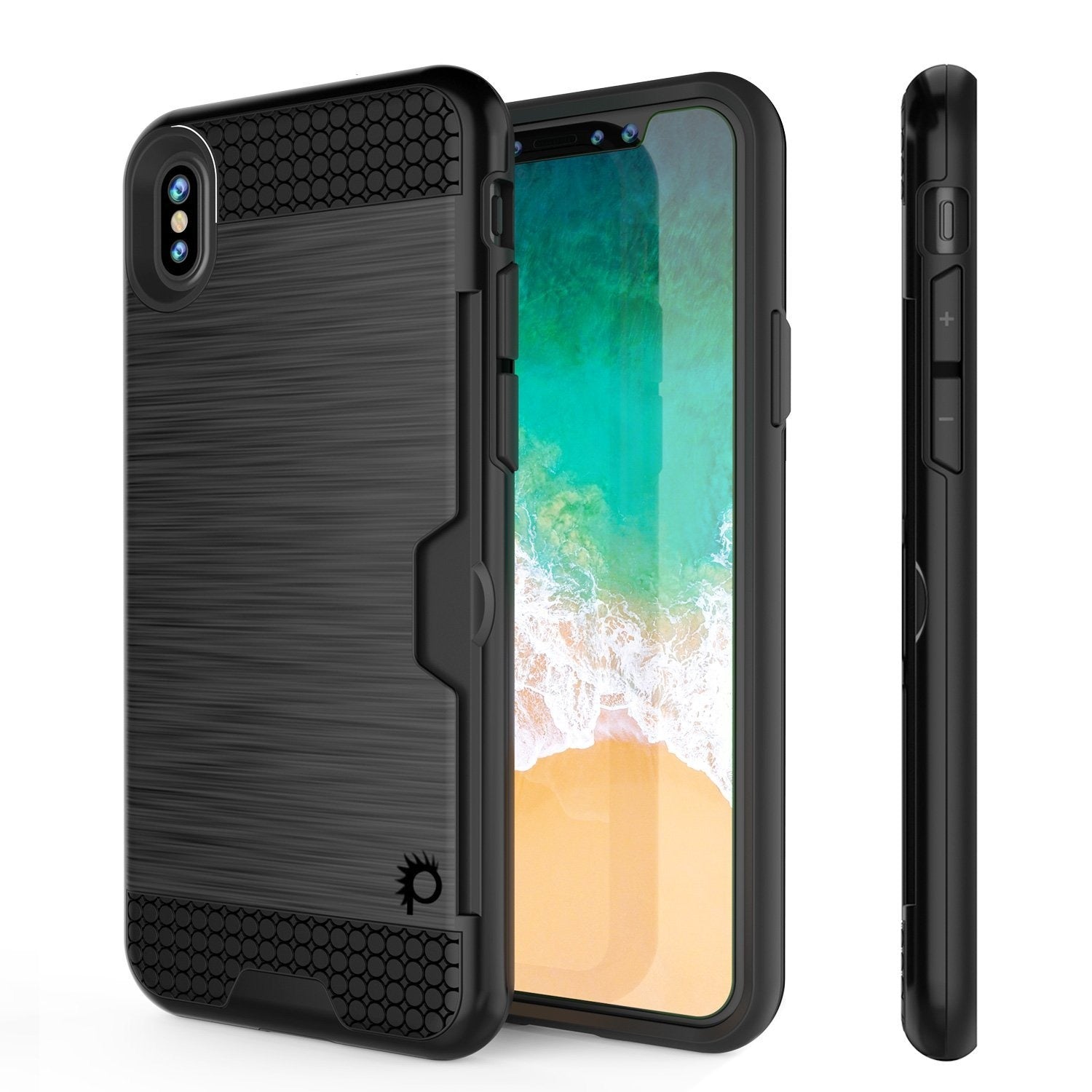 iPhone X Case, PUNKcase [SLOT Series] Slim Fit Dual-Layer Armor Cover [Black]