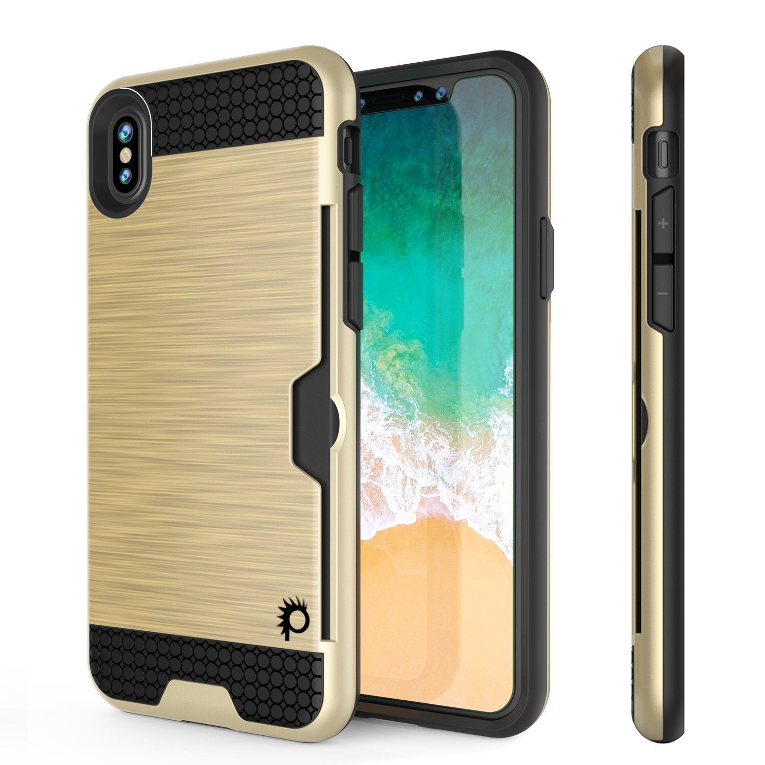 iPhone XR Case, PUNKcase [SLOT Series] Slim Fit Dual-Layer Armor Cover [Gold]