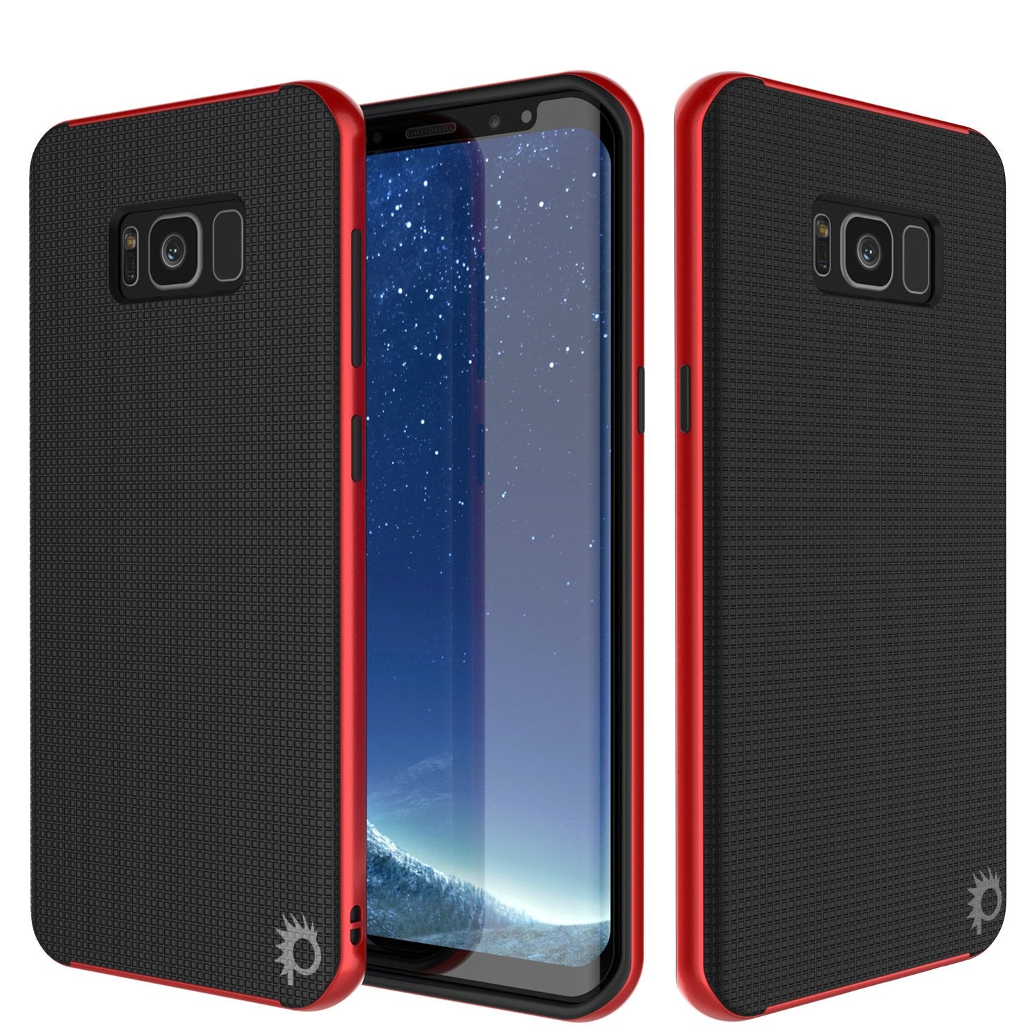 Galaxy S8 Case, PunkCase Stealth Red Series Hybrid 3-Piece Shockproof Dual Layer Cover