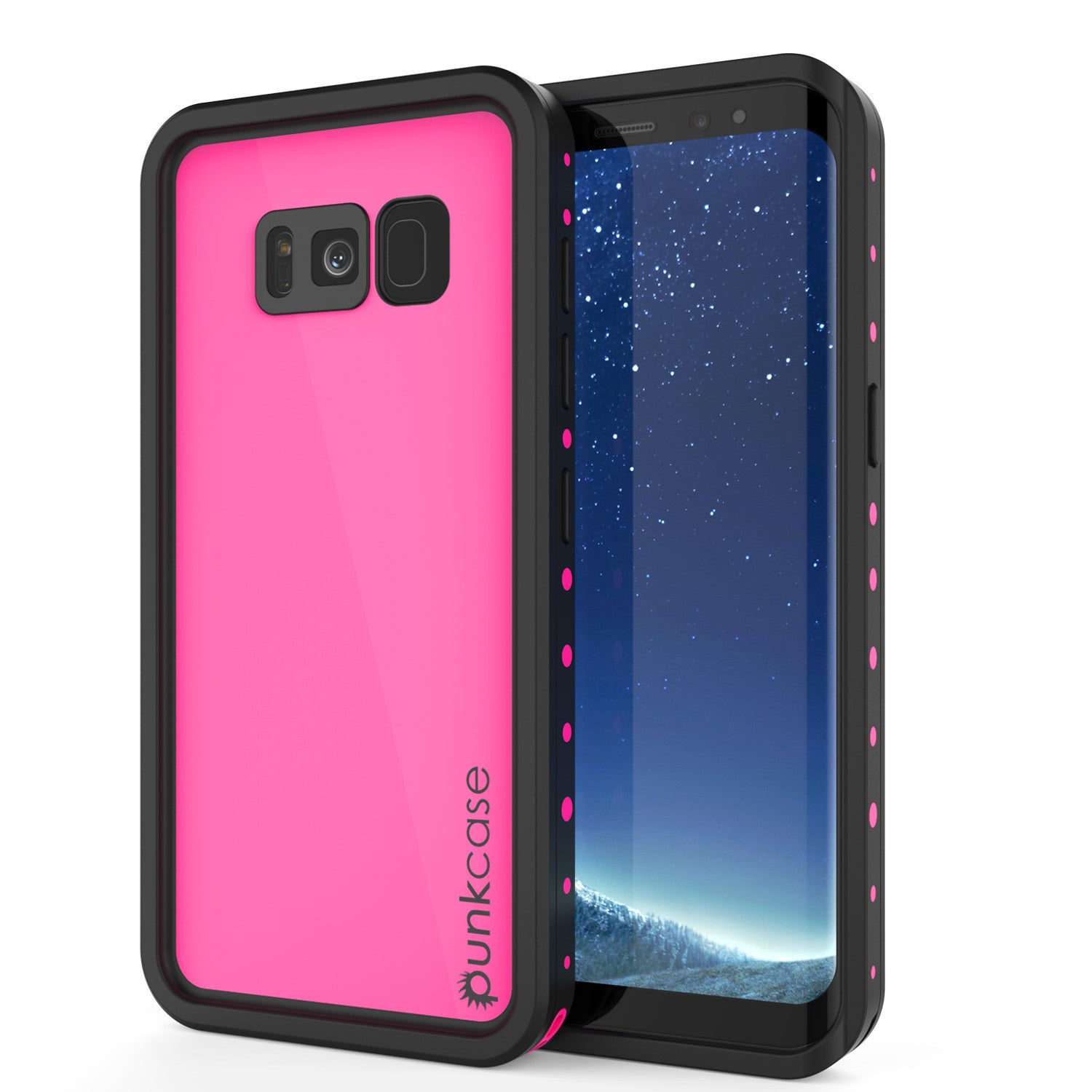 Galaxy S8 Plus Waterproof Case PunkCase StudStar Pink