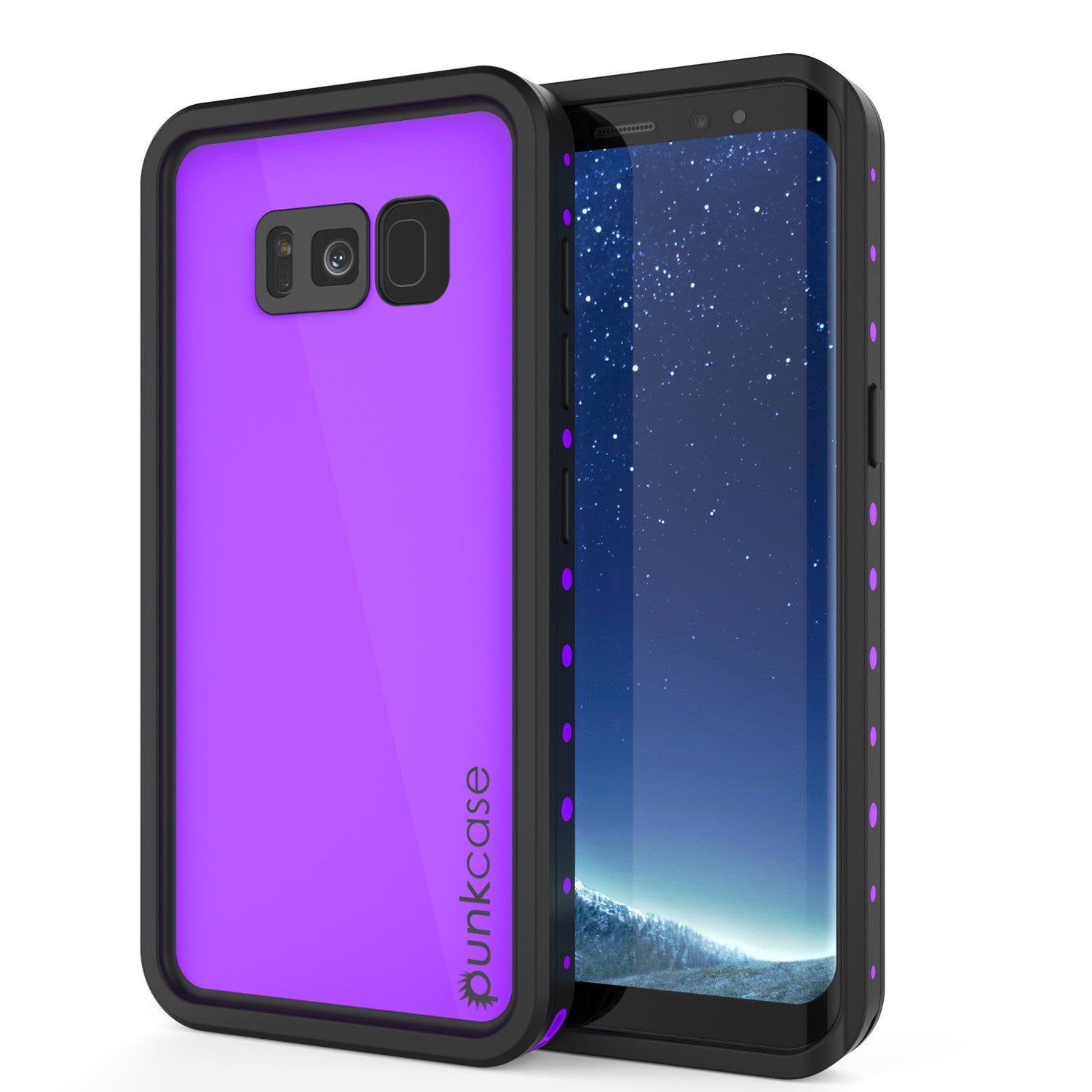 Galaxy S8 Plus Waterproof Case PunkCase StudStar Purple