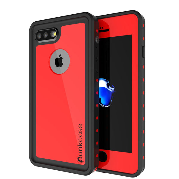 iPhone 8+ Plus Waterproof Case, Punkcase [StudStar] [Red] [Slim Fit] [IP68 Certified] [Shockproof] [Dirtproof] Armor Cover