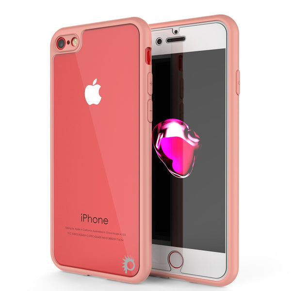 iPhone8 Case [MASK Series] [PINK] Full Body Hybrid Dual Layer TPU Cover W/ protective Tempered Glass Screen Protector