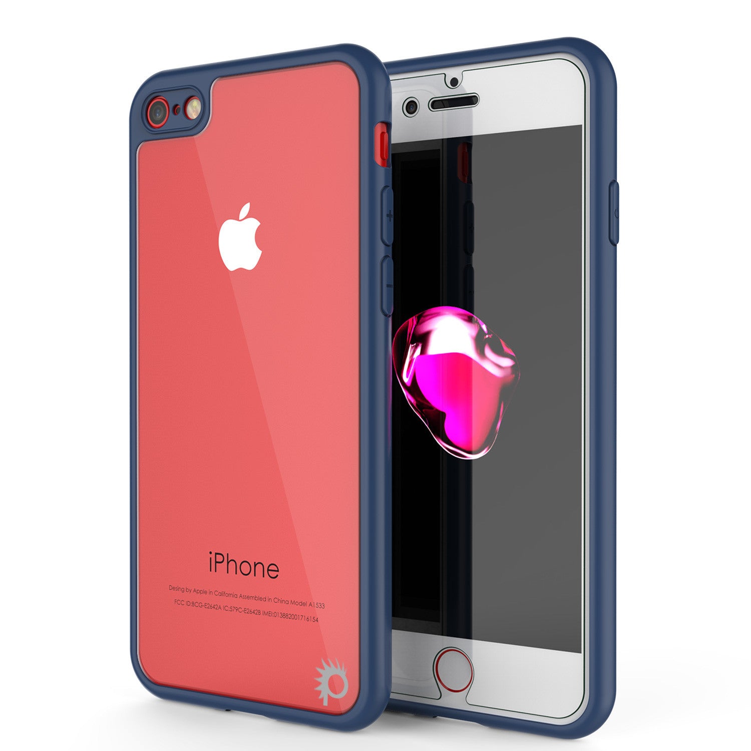 iPhone 7 Case, Punkcase [MASK Series] [NAVY] Full Body Hybrid Dual Layer TPU Cover protective Tempered Glass Screen Protector