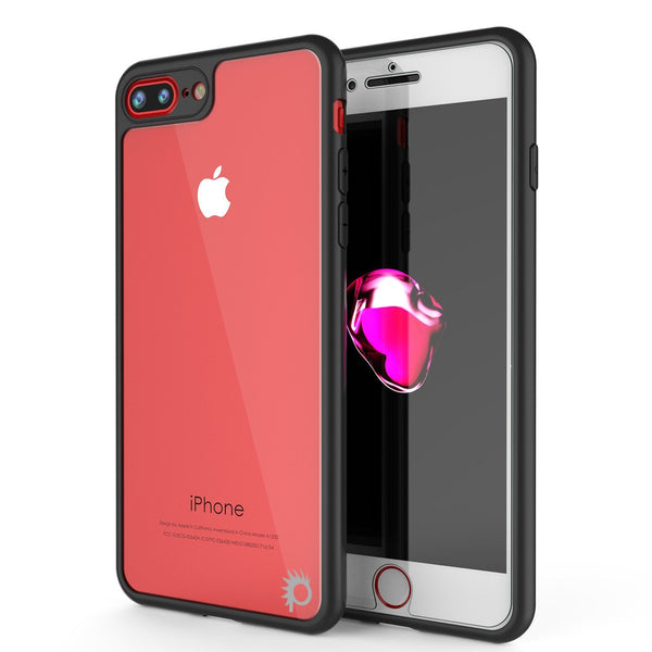 iPhone 8+ Plus Case, Punkcase [MASK Series] [BLACK] Full Body Hybrid Dual Layer TPU Cover W/ protective Tempered Glass Screen Protector