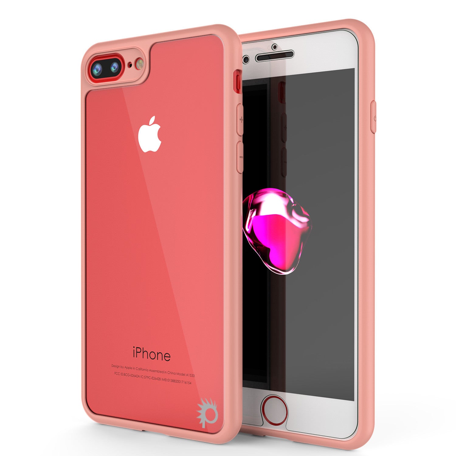 iPhone 7 PLUS Case, Punkcase [MASK Series] [PINK] Full Body Hybrid Dual Layer TPU Cover protective Tempered Glass Screen Protector