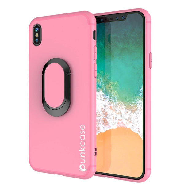 iPhone XR Case, Punkcase Magnetix Protective TPU Cover W/ Kickstand, Tempered Glass Screen Protector [Pink]
