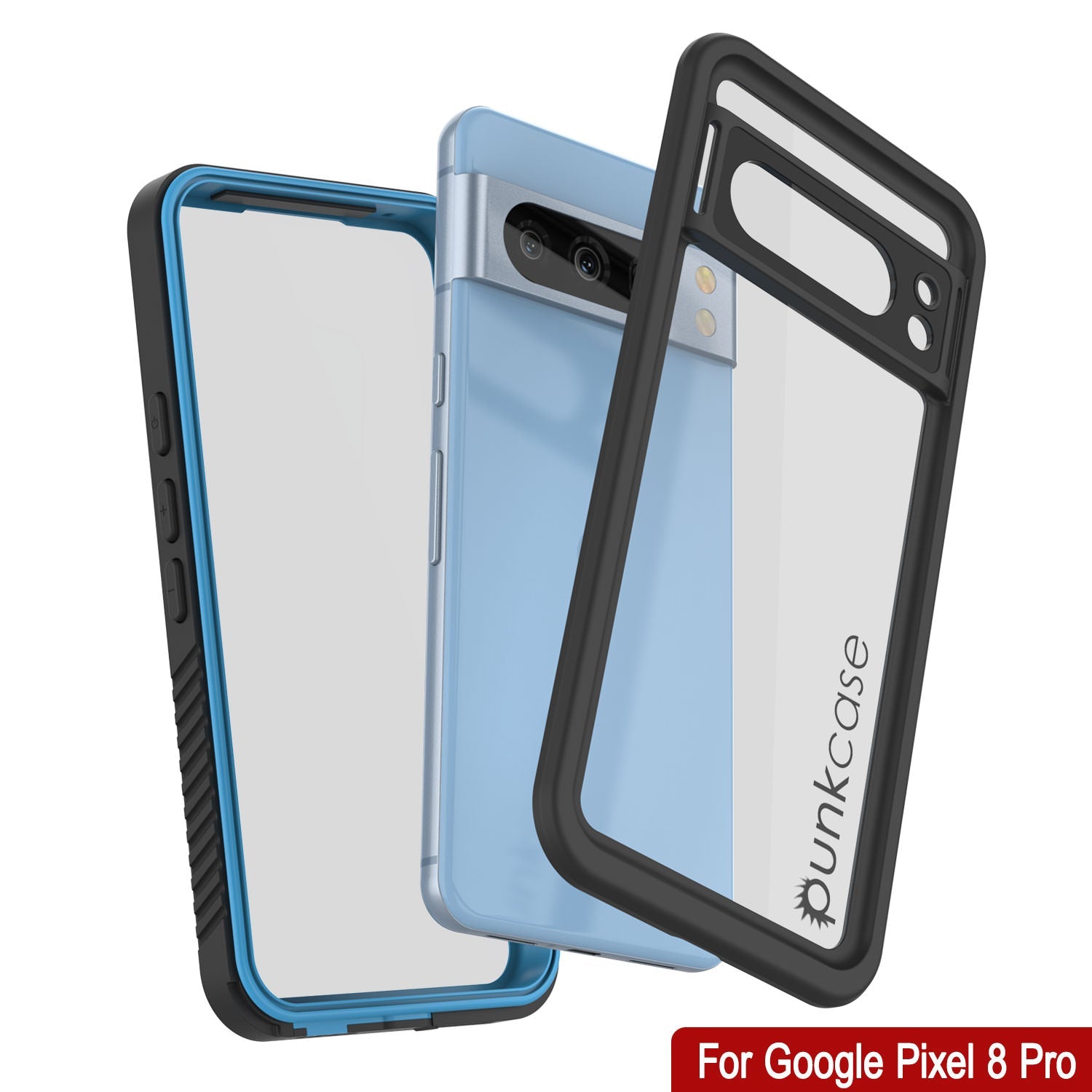 Google Pixel 8 Pro Waterproof Case, Punkcase [Extreme Series] Armor Cover W/ Built In Screen Protector [Light Blue]