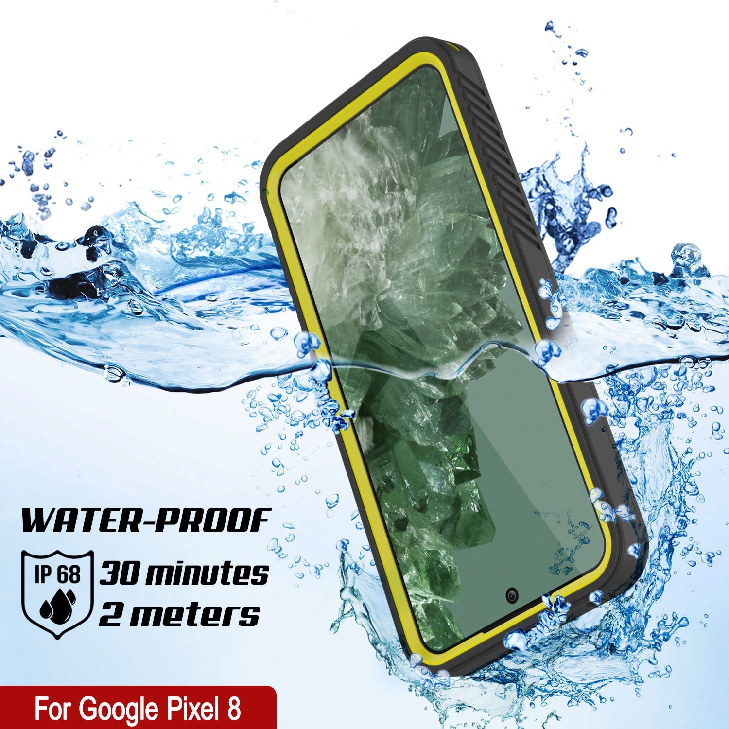 Google Pixel 8  Waterproof Case, Punkcase [Extreme Series] Armor Cover W/ Built In Screen Protector [Yellow]