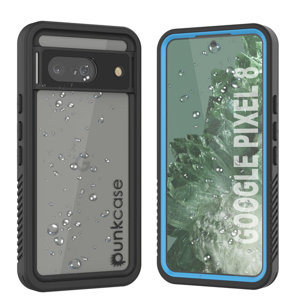 Google Pixel 8  Waterproof Case, Punkcase [Extreme Series] Armor Cover W/ Built In Screen Protector [Light Blue]
